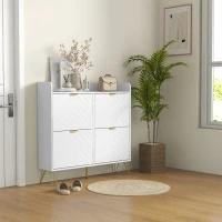HOMCOM Sapateira 4 Abatíveis com Prateleira Ajustável Armazenamento de Sapatos 106x24x102 cm Branco(m-2)