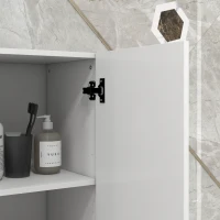 Kleankin Móvel Coluna de Casa de Banho 2 Armários com Prateleiras Ajustáveis 2 Nichos 30x30x181,5 cm Branco(m-4)
