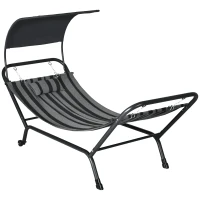 Outsunny Espreguiçadeira de Sol Espreguiçadeira em Aço e Poliéster com Toldo Almofada e Rodas 240x92x148 cm(m-6)