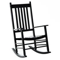 Outsunny Outdoor Porch Rocking Chair Armchair Wooden Patio Rocker Balcony Deck Garden Seat Black(m-1)