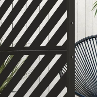 Outsunny Painel Quebra Vista decorativo Biombo Exterior com Padrão Geométrico em Metal 122x45x198 cm Preto(m-4)