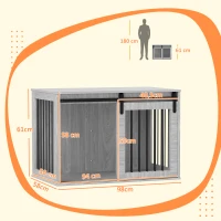 Pawhut Caixa de Cachorro com Porta de Correr Ventilação Aglomerado de Madeira e Aço 98x58x61 cm Cinza(m-3)