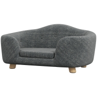 Pawhut Canapé Cesto Cama para Cão Gato com estilo Contemporâneo Almofada Macia Removível Pés em Madeira 70x47x30 cm Cinza Antracite