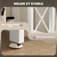 HOMCOM Bureau d'angle modulable réversible, bureau avec rangement, étagère de rangement, cadre en métal, 135x110x75cm, blanc(m-5)