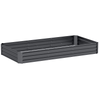 Outsunny Jardineira Exterior Canteiro Galvanizado com Borda de Segurança e Fundo Aberto 240x120x30 cm Cinza Escuro