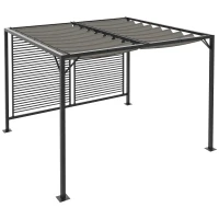 Outsunny 3 x 2.8m Metal Pergola, with Retractable Fabric Roof - Grey(m-10)