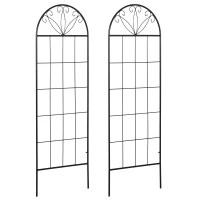 Outsunny Treliça de Jardim Conjunto de 2 Suportes para Plantas Trepadeiras em Metal 51x152 cm Preto(m-1)