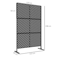 Outsunny Painel Quebra Vista decorativo Biombo Exterior com Padrão Geométrico em Metal 122x45x198 cm Preto(m-3)