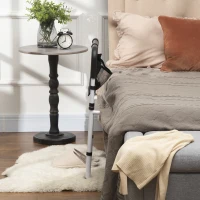 HOMCOM Barra de Apoio para Cama com Pés Proteção Ajustável 5 Alturas Bolso de Armazenamento 52x85-95x71-102 cm Branco Preto(m-2)