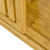 HOMCOM Armário de Bambu com 2 Portas de Correr Prateleiras e Barra Grande Armário para O Quarto 145x35x165 cm(m-4)