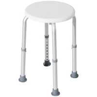 HOMCOM Tabouret de Douche réglable en Hauteur siège de Douche Ergonomique Pieds antidérapants Charge Max. 136 Kg alu HDPE Blanc(m-12)