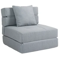HOMCOM Poltrona Cama Conversível Sofá 1 Lugar com 1 Almofada Removível Tecido Cinza Claro(m-6)