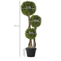 HOMCOM Buxo Artificial Planta Artificial Aparência Realista Externo Verde Preto(m-3)
