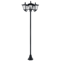 Outsunny 1.8m Traditional Victorian Style 3 Way Head Outdoor Garden Solar Post Lamp Sensor Dimmable LED Lantern Bollard Pathway IP44 – Black