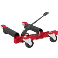 HOMCOM Carrinho de Movimentação de Carro Capacidade 680 Kg Hidráulico Largura Do Pneu 30 cm 63x57-72x33 cm Vermelho(m-7)