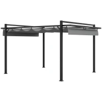 Outsunny Aluminium Pergola with Retractable Roof, 3x4m Garden Shelter for Patio Deck in, Dark Grey(m-10)