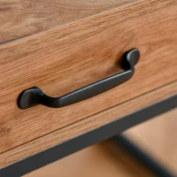 HOMCOM Secretária de Estilo Industrial 120x60x76 cm com Gaveta 2 Prateleiras Pés de Metal Preto Tampo Aparência de Madeira Nogueira(m-5)