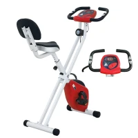 Bicicleta de fitness dobrável - Colaboração Aosom.pt x FFHandball - 8 níveis de resistência, assento ajustável, vermelha(m-1)