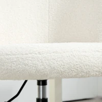 HOMCOM Cadeira de Escritório Ergonómica Assento Giratório Altura Ajustável Capacidade 120 Kg Revestimento Tecido Bouclé Branco(m-4)