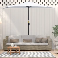 Outsunny Meio Guarda Sol Ø 2,6 m Guarda Sol de Varanda 5 Braços Aço Poliéster Creme(m-2)