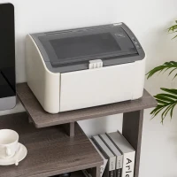 HOMCOM Mesa de Computador Multimídia com Estantes Prateleiras Teclado Cesto Preto Painéis de Partículas Cinza(m-4)