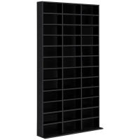 HOMCOM Estante de Armazenamento CD/DVD Móvel de Armazenamento 1116 CDs 36 Compartimentos Ajustáveis em Altura 102x24x195 cm Preto
