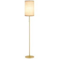 HOMCOM Candeeiro estilo 40 W Máx. Base de Aço Dourado Abajur de Linho Creme 25,5x25,5x157 cm Dourado e Bege(m-6)