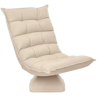 HOMCOM Cadeirão de lazer cadeirão Lounge estilo Capitonê Inclinação Do Encosto Ajustável Giratório a 360° Revestimento Linho Bege(m-7)