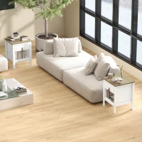 HOMCOM Lote de 2 Mesas de Cabeceira com Gaveta e Compartimento Aberto 45x40x55 cm Branco(m-4)