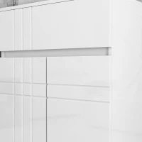 Kleankin Armário de Armazenamento para Banheiro em Pé Armário com 2 Portas 1 Gaveta Prateleira Ajustável Branco Laqueado(m-4)