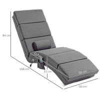 HOMCOM Poltrona Relaxante com Massagem e Aquecimento em Tecido de Linho Cinza para Sala de Estar com Controle Remoto e Almofada(m-3)
