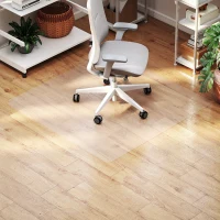 HOMCOM Tapis de chaise de bureau rectangulaire, antidérapants en plastique transparent 120x120cm(m-1)
