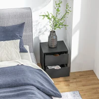 HOMCOM Mesa de Cabeceira Mesa de Noite com 2 Gavetas Estilo Escandinavo para Quarto Sala 40x35x50,5 cm Preto(m-4)