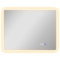 HOMCOM Espelho de Casa de Banho LED Bluetooth 70x90 cm Interruptor Tátil Luz Ajustável 3 Cores Anti Embaciamento Memória Prateado