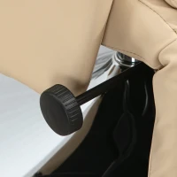 HOMCOM Cadeirão Reclinável Giratório Apoio para Os Pés Ajustável Braços Base de Aço Cromado Revestimento Sintético PU Bege(m-5)
