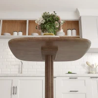 HOMCOM Mesa de Jantar para 4 Pessoas Mesa de Cozinha Quadrada Estilo Moderno com Tampo de Madeira 70x70 cm Marrom(m-4)