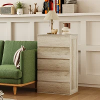 HOMCOM Cômoda 5 Gavetas Móvel de Armazenamento estilo Minimalista 60x38x100 cm Madeira Natural(m-2)