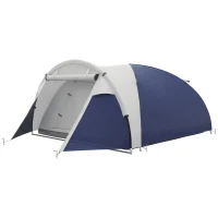 Outsunny Tenda de Camping 3/4 Pessoas Cúpula Leve Ventilada com Portas com Zíper 320x240x130 cm Azul Escuro Cinza Claro(m-7)
