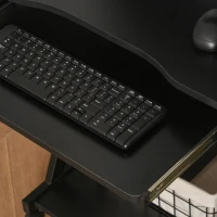 HOMCOM Escritório Móvel Mesa de Computador Roulante Mesa de Computador Prateleira deslizante para Teclado Prateleira Preto(m-4)