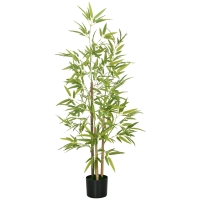 HOMCOM Planta Artificial Bambu Árvore Artificial Altura 120 cm com Vaso decoração Interior Muito Realista