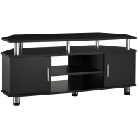 HOMCOM Móvel TV Madeira Banco TV para Televisão Até 55 Polegadas Armários com Portas e Compartimento Aberto 120x40x52 cm Preto