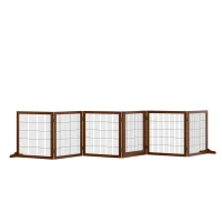 Pawhut Barreira de Segurança para Cães Dobrável em Madeira de Pinho 432x36x70 cm Café(m-5)