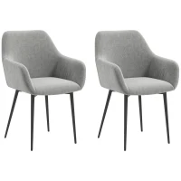 HOMCOM Set 2 Cadeiras de Jantar Nórdicas Estofadas com Braços Curvos em Tecido de Veludo 54x57x80 cm Cinza Escuro(m-1)