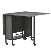 HOMCOM Mesa Dobrável de Cozinha Extensível para Sala de Jantar em Rodízios para Até 6 Pessoas com Prateleira Integrada 6 Rodas Cinza