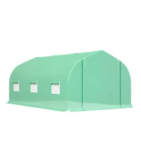 Outsunny Serre tunnel de jardin 4,5 x 3 x 2 m grande taille 6 fenêtres vert(m-1)