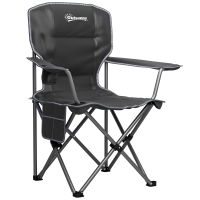 Outsunny Cadeira de Camping Dobrável e Portátil com Porta Copos Bolsos Laterais e Saco de Transporte Preto