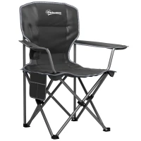 Outsunny Cadeira de Camping Dobrável e Portátil com Porta Copos Bolsos Laterais e Saco de Transporte Preto(m-1)