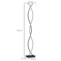 HOMCOM Lâmpada de Chão para Sala de Estar Lâmpada de Sala com 3 Níveis de Brilho Ajustáveis em Dupla Espiral Interruptor de Pé Pret(m-3)