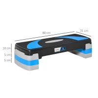 Stepper Fitness Aerobic - Aosom.fr x FFHandball - altura ajustável superfície antiderrapante 80 x 31 x 20 cm preto azul(m-3)
