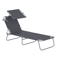 Outsunny Transat Gris Pliable Multi-positions Pare-Soleil